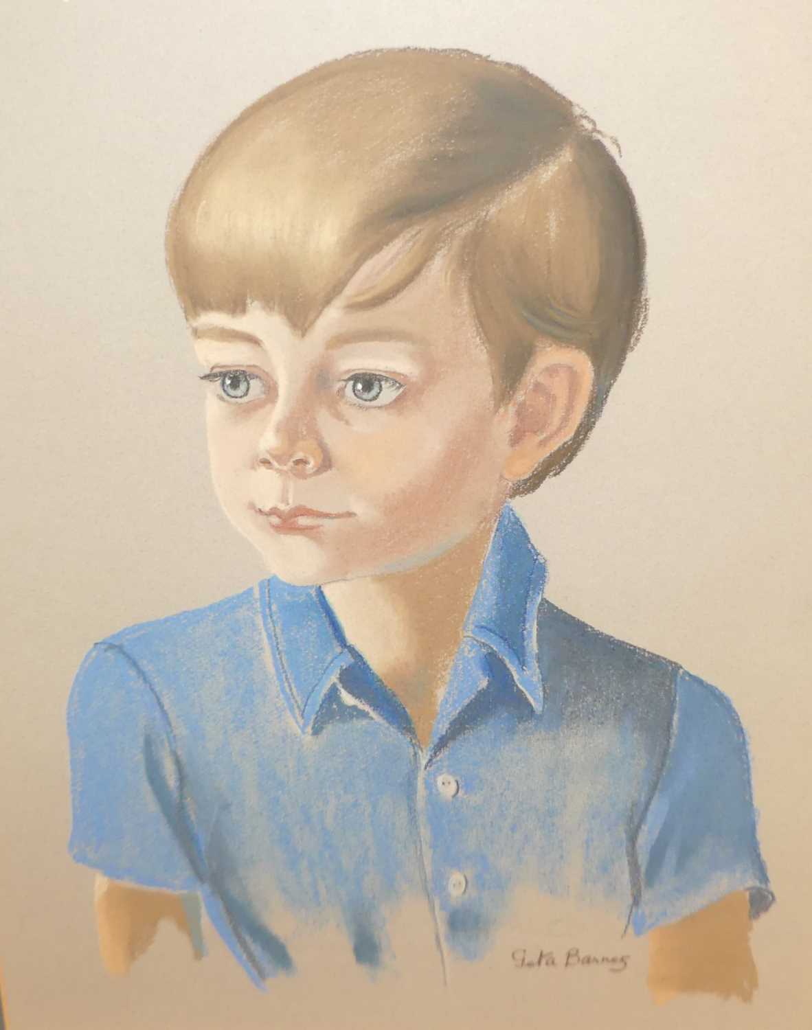 Geta Barrez - bust portrait of a young boy, pastel, 47x38cm - Bild 2 aus 3