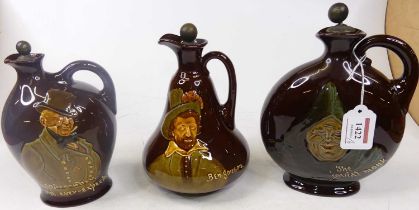 Six various Doulton Kingsware flagons, all for Dewars Whisky, to include Ben Johnson, and Mr