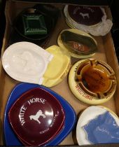 Three fruit trays containing a large quantity of whisky related advertising ashtrays to include