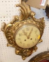 A 19th century Swedish carved gilt wood cartel wall clock, height 52cm