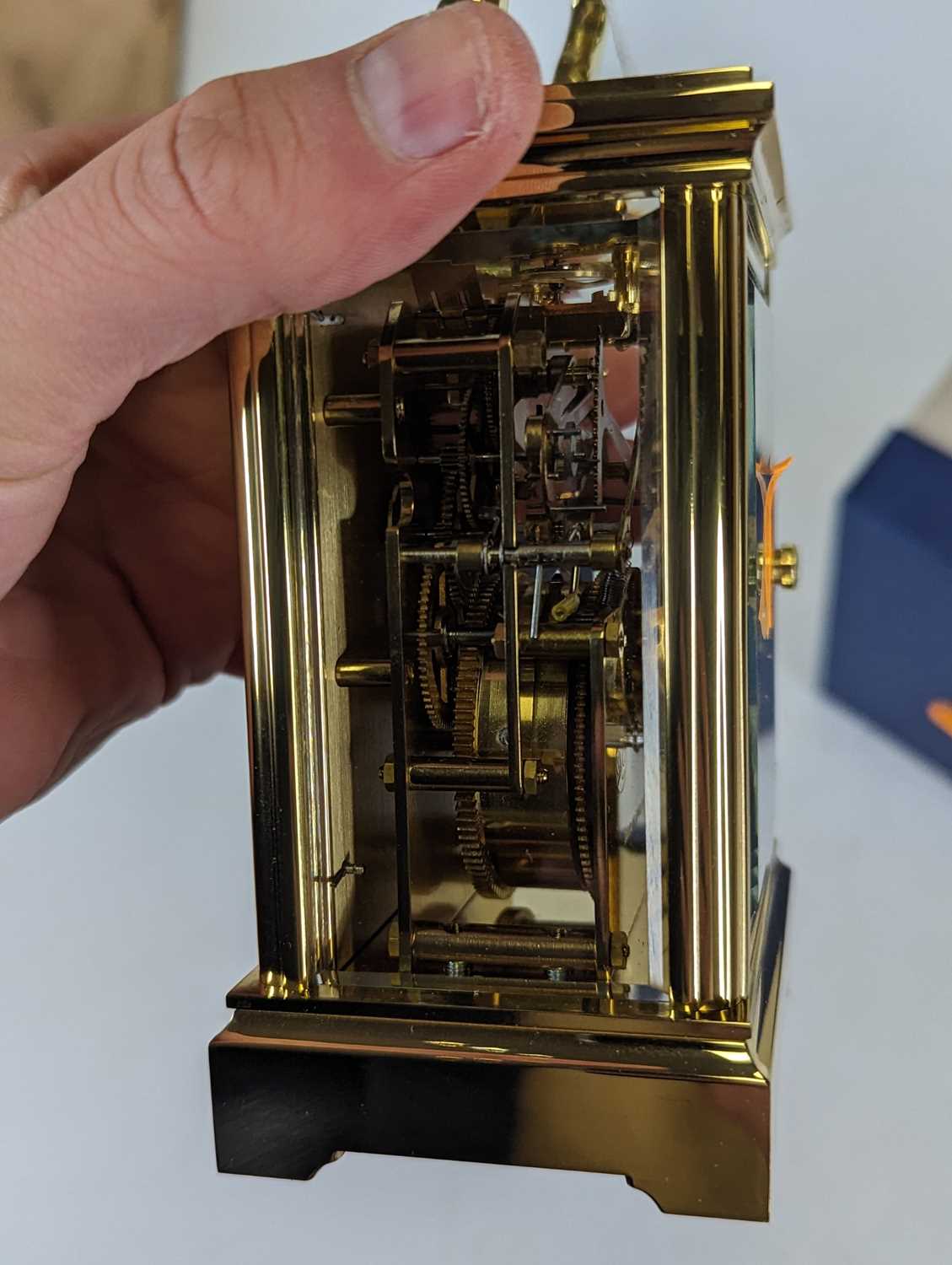 A David Peterson brass carriage clock, the dial showing Roman numerals, having visible platform - Image 3 of 3