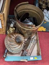 A collection of metalware, to include a copper jelly mould