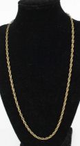 A 9ct gold long necklace, 10.1g, 55cm