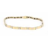A 9ct gold sectional link bracelet, each link dispersed with a single small diamond point, total