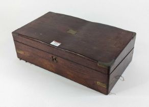 An early 19th century mahogany writing slope, having brass capped corners, w. 40cm (a/f)
