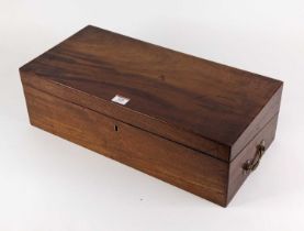 A 19th century mahogany writing slope of typical hinged rectangular shape, opening to reveal a