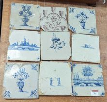 Ten 18th century and later Delft tiles (a/f)