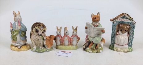A collection of five Royal Albert Beatrix Potter animal figures, to include Peter Ate a Radish and
