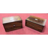 A 19th century rosewood box, having mother-of-pearl escutcheon, width 25cm, together with another