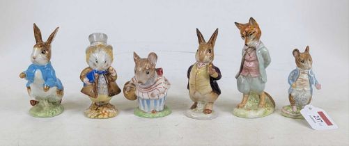 A collection of six Beswick Peter Rabbit animal figures, to include Peter Rabbit and Foxy