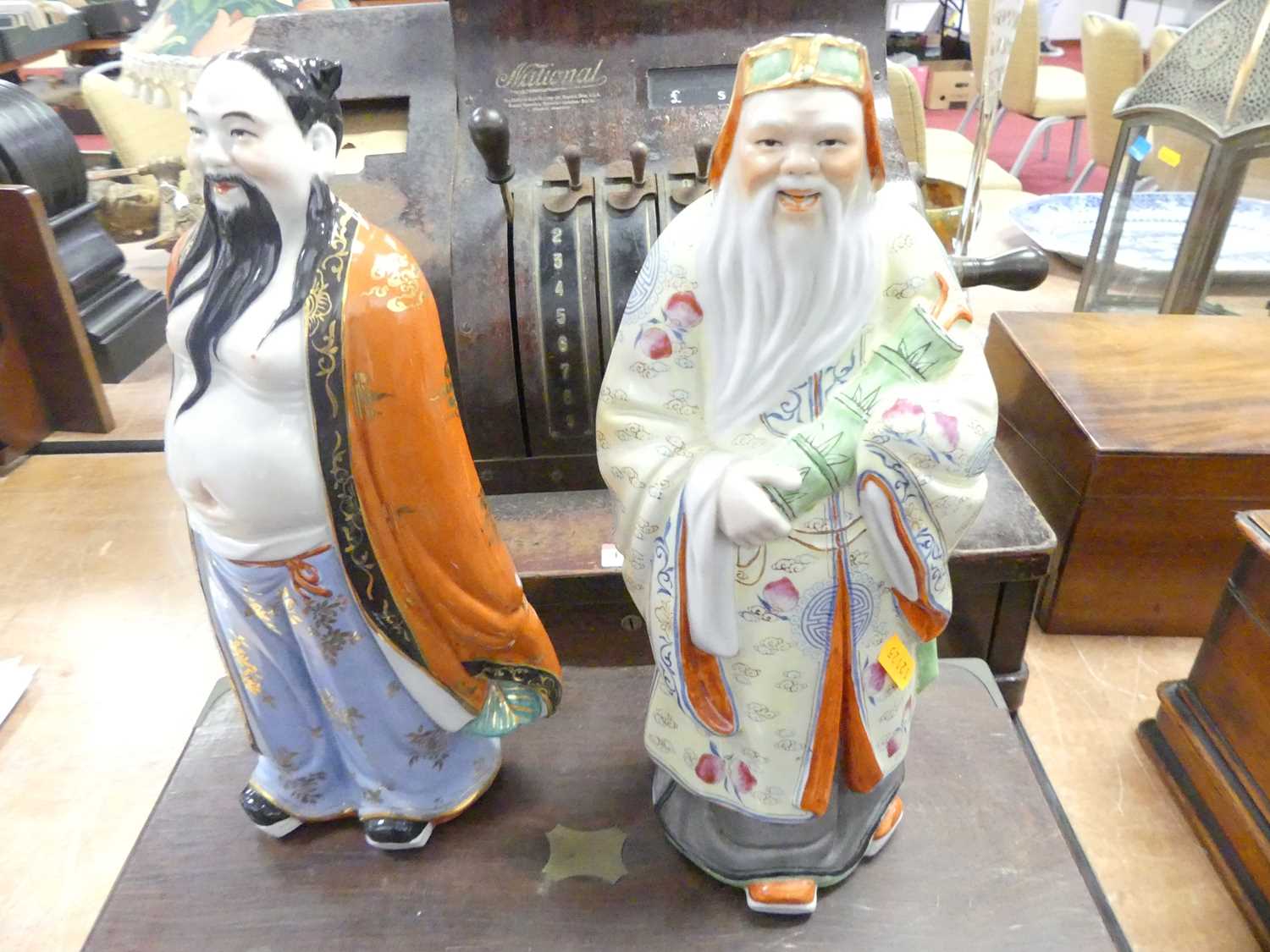 A set of 20th century Chinese pottery figures of the eight immortals, height 31cm All very grubby - Image 8 of 18