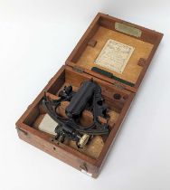 An early 20th century Kelvin & Hughes sextant, No. 63800, in fitted case, w.26cm