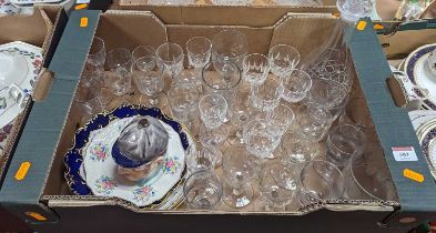 A collection of glassware and ceramics, to include 19th century glass rummers, decanter, Victorian