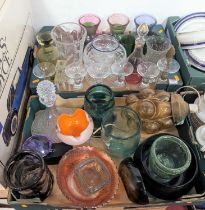 Two boxes of mixed glassware, to include carnival glass