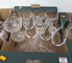 A collection of drinking glasses, to include cut glass examples