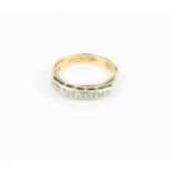 A 9ct gold carved wedding band, size K/L; together with a white metal (probably platinum) and