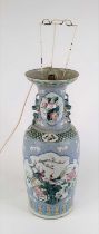 A Chinese Canton porcelain vase, converted to a table lamp (a/f) height excluding fittings 61cm