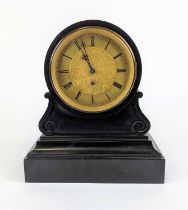 An early 19th century black slate mantel clock of drum head shape, by Webster of Cornhill, London,