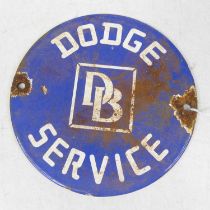 An enamel on metal Dodge Service advertising sign, dia.15cm