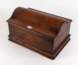 An early 20th century walnut dome top box, width 40cm
