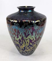 A 20th century Royal Brierley iridescent glass vase, h.19.5cm