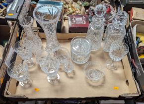 A collection of cut glass ware, to include decanters