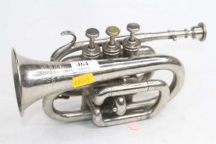 A Bessons & Co. chrome plated cornet, length 24cm