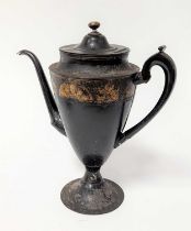 A 19th century toleware coffee pot, possibly Pontypool, h30cm (a/f)