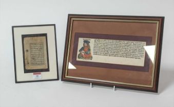 A woodcut printed panel, hand-coloured, probably from the Nuremburg Chronicles, 7.5 x 23cm,