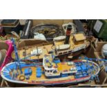 Two wooden model boats