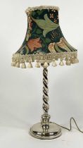 An early 20th century silver table lamp having a barley twist stem, Birmingham 1926, height 51cm