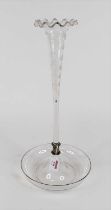 A 19th century glass epergne, having etched foliate decoration, height 49cm