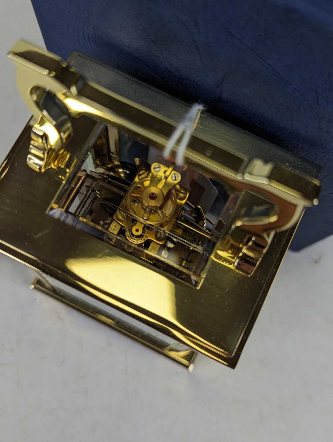 A David Peterson brass carriage clock, the dial showing Roman numerals, having visible platform - Image 2 of 3