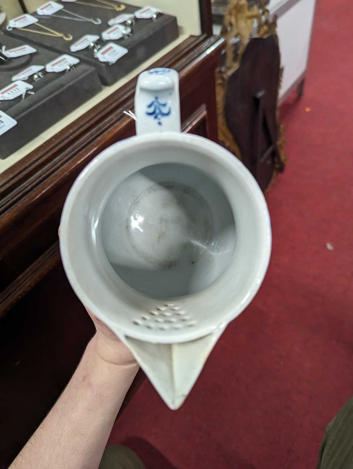 A Lowestoft porcelain milk jug, circa 1780, decorated with a Chinese pagoda landscape, h.17.5cm - Image 17 of 17