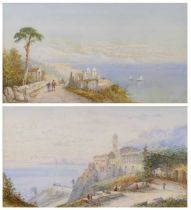 Edwin St John (1878-1961) - Pair; Mediterranean coastal scenes, watercolours heightened with