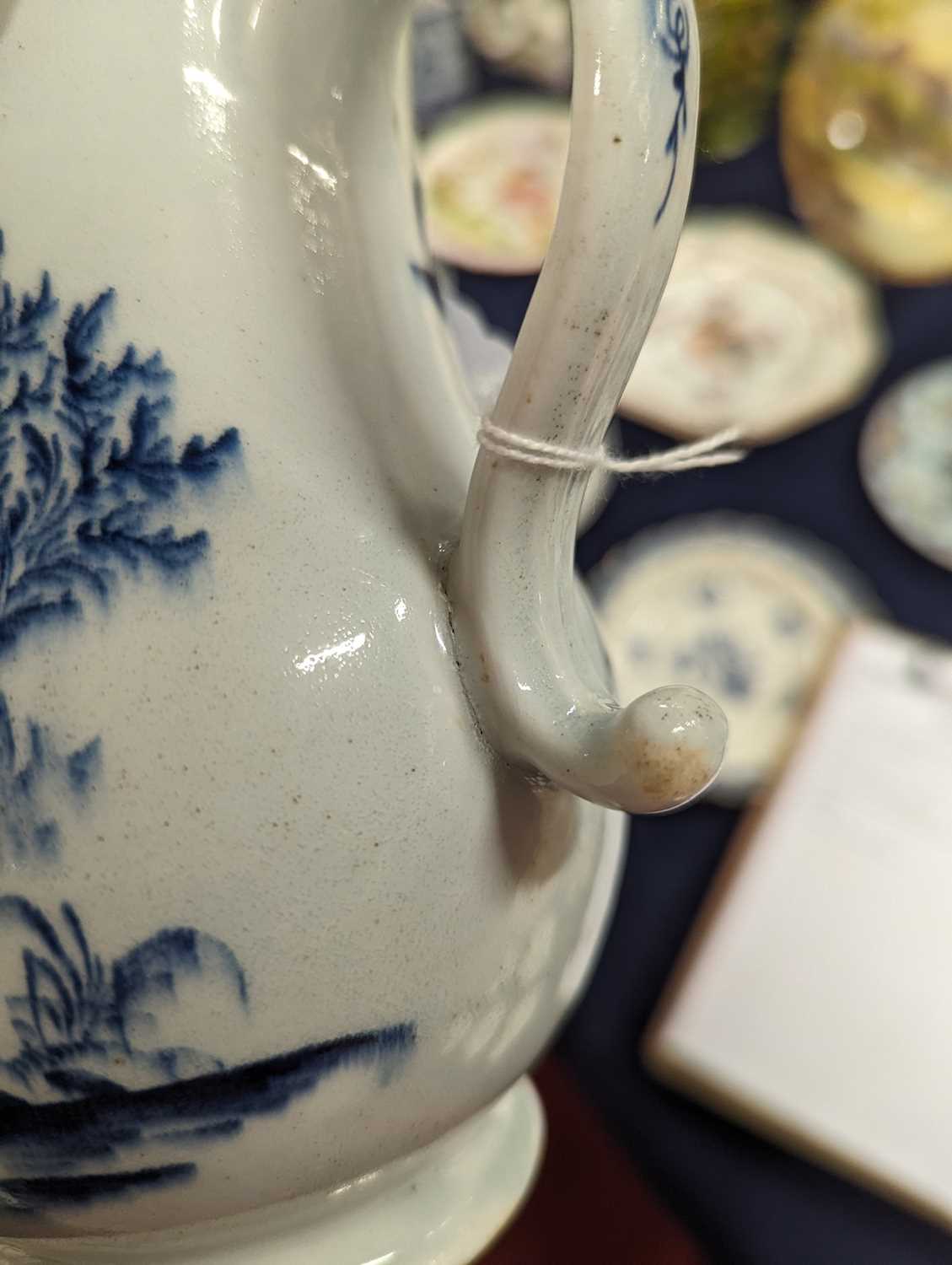 A Lowestoft porcelain milk jug, circa 1780, decorated with a Chinese pagoda landscape, h.17.5cm - Image 13 of 17