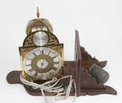 Robert Hynam of London - a mid-18th century brass lantern clock, with alarm, having an 8" arched