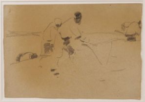 Harry Becker (1865-1928) - Men with scythes, pencil, 17 x 25cm Light browning all over. Some