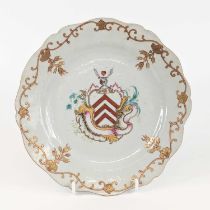 A Chinese armorial porcelain plate, Qianlong period, circa 1750, bearing the arms of Nicholas