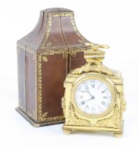 A French gilt bronze carriage clock in the late 18th century style, late 20th century, having a