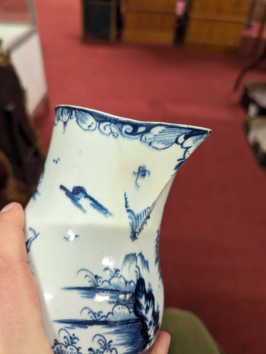 A Lowestoft porcelain milk jug, circa 1780, decorated with a Chinese pagoda landscape, h.17.5cm - Image 14 of 17