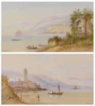 Edwin St John (1878-1961) - Pair; Mediterranean coastal scenes, watercolours, signed lower left