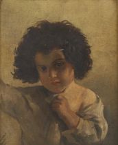 After A. Pils - Portrait of a young urchin, oil on canvas, signed and with monogram F.E.R. and dated