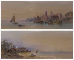 Edward Martindale Richardson (1810-1874) - Pair; Coastal scenes, watercolours, one heightened in