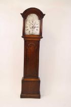 Robert Cox of Christchurch - a George III oak longcase clock, having a 12" silvered arched dial,