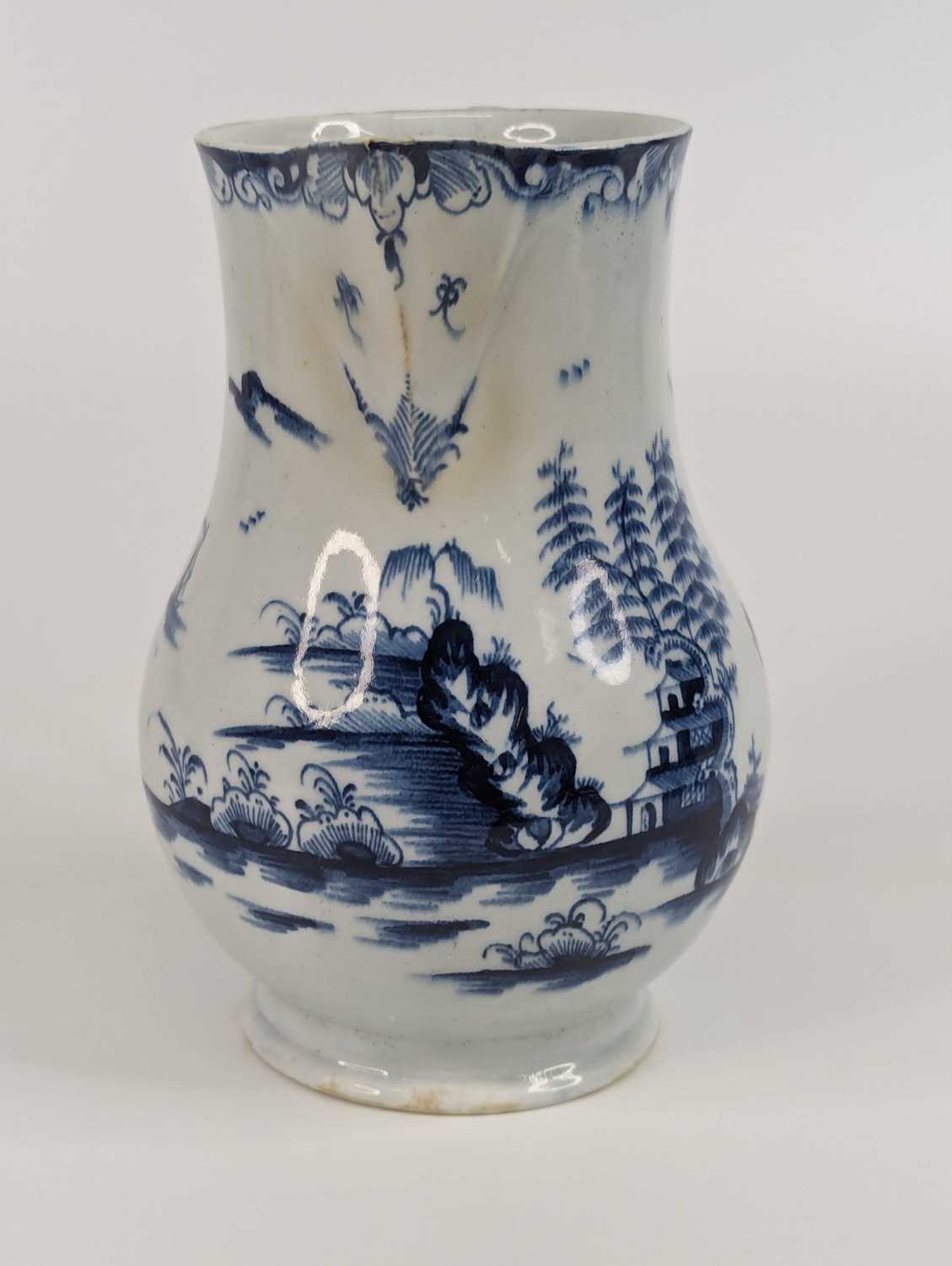 A Lowestoft porcelain milk jug, circa 1780, decorated with a Chinese pagoda landscape, h.17.5cm - Image 7 of 17
