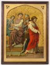 Late 19th century continental school - The fourteen stations of the Cross, oil on copper panels,