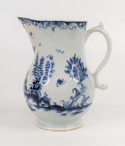 A Lowestoft porcelain milk jug, circa 1780, decorated with a Chinese pagoda landscape, h.17.5cm