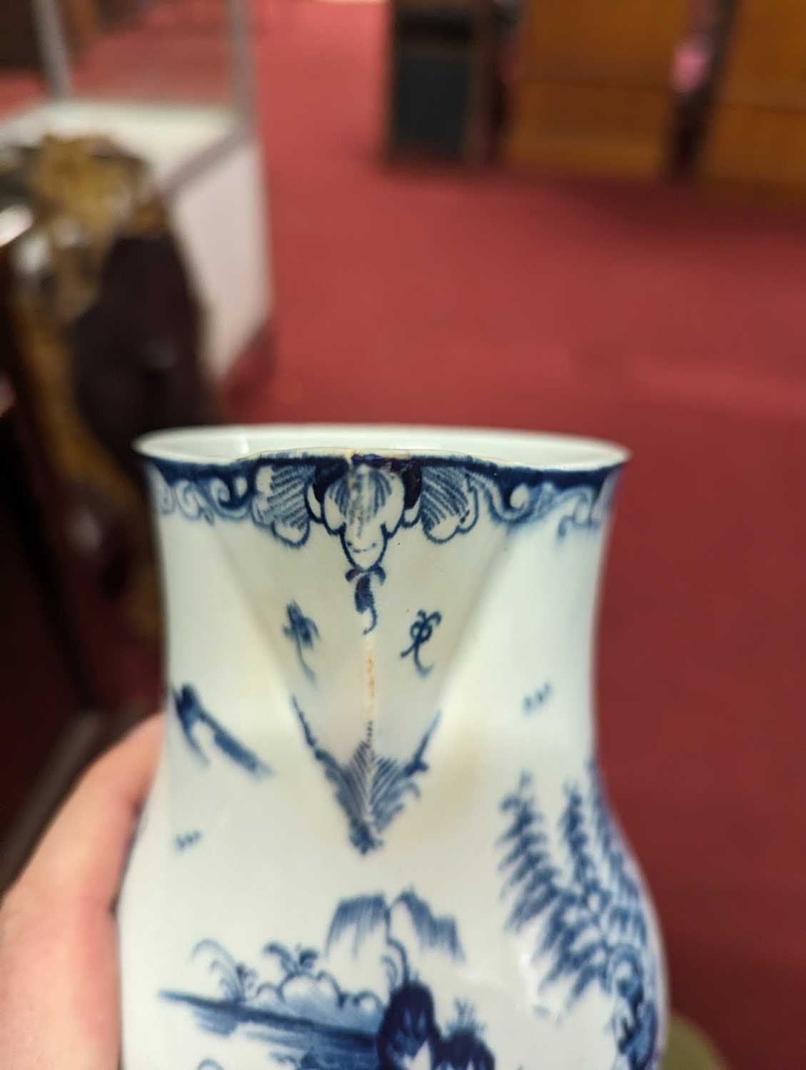 A Lowestoft porcelain milk jug, circa 1780, decorated with a Chinese pagoda landscape, h.17.5cm - Image 15 of 17