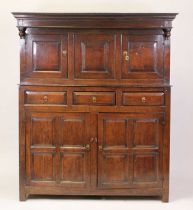 A late 17th century joined oak court cupboard or tridarn, probably North Wales, the upper section